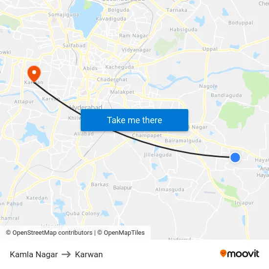 Kamla Nagar to Karwan map
