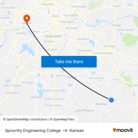 Spoorthy Engineering College to Karwan map