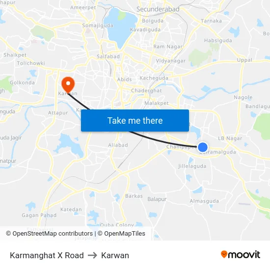 Karmanghat X Road to Karwan map