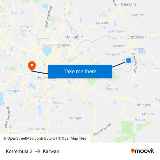 Korremula 2 to Karwan map