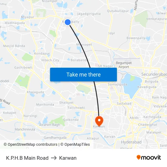K.P.H.B Main Road to Karwan map