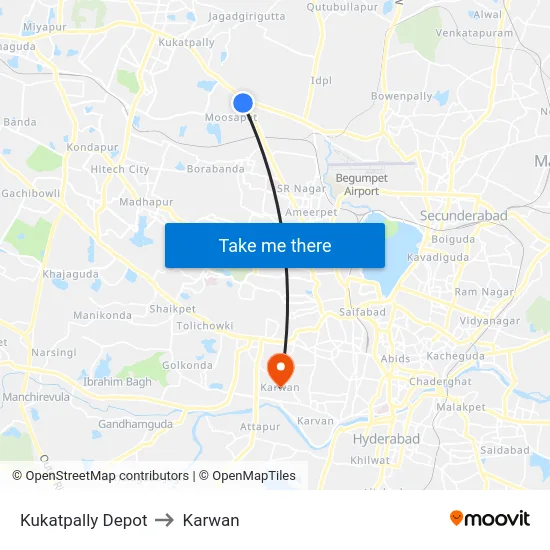 Kukatpally Depot to Karwan map