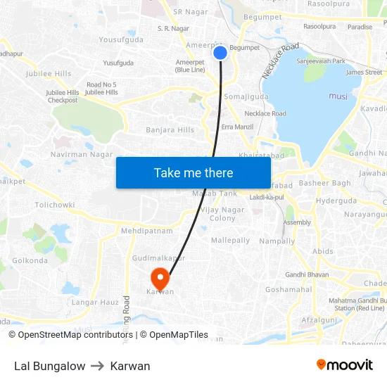 Lal Bungalow to Karwan map
