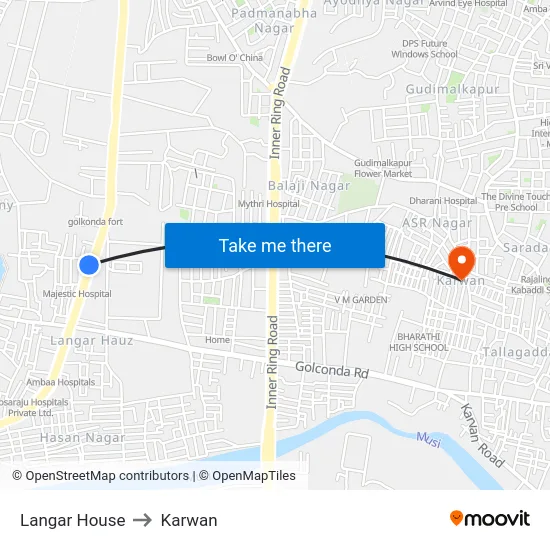 Langar House to Karwan map