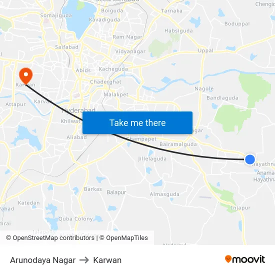 Arunodaya Nagar to Karwan map
