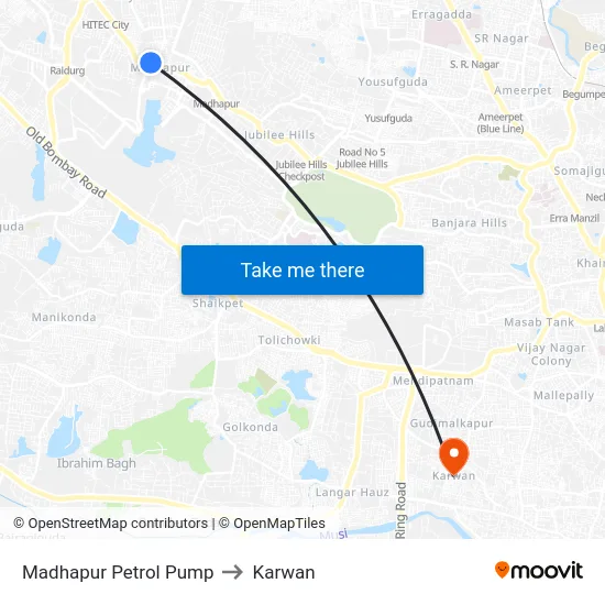 Madhapur Petrol Pump to Karwan map