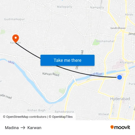Madina to Karwan map
