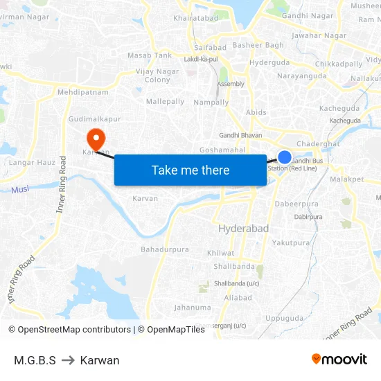 M.G.B.S to Karwan map