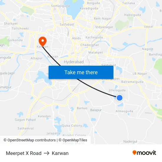 Meerpet X Road to Karwan map