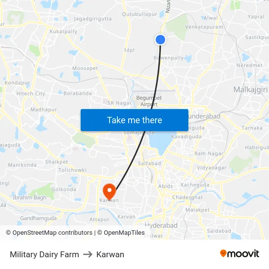 Military Dairy Farm to Karwan map