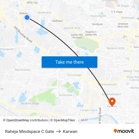 Raheja Mindspace C Gate to Karwan map