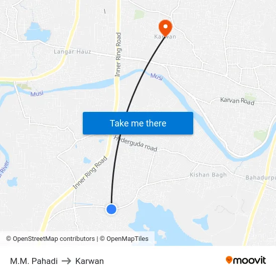 M.M. Pahadi to Karwan map