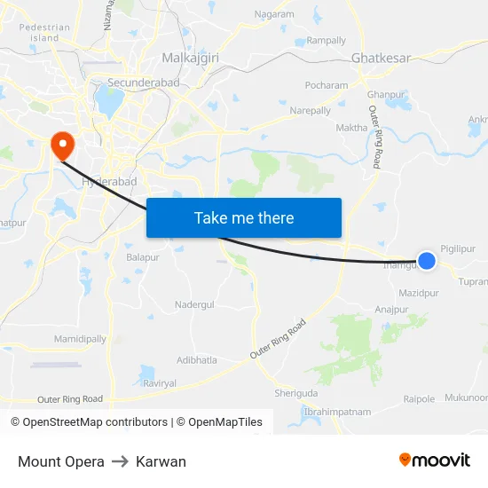 Mount Opera to Karwan map