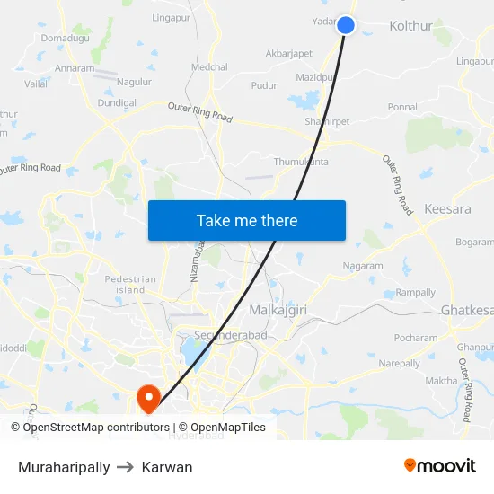 Muraharipally to Karwan map