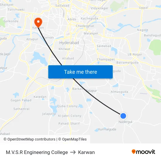 M.V.S.R Engineering College to Karwan map