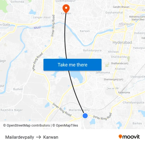 Mailardevpally to Karwan map