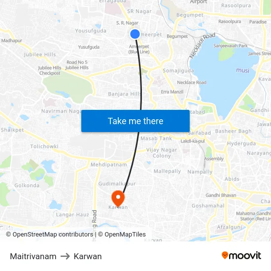 Maitrivanam to Karwan map