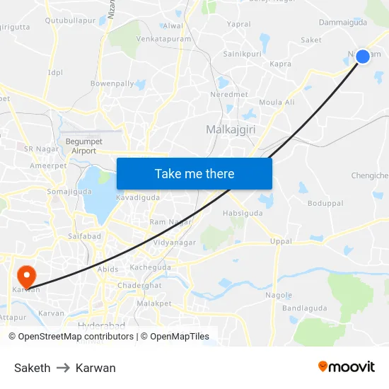 Saketh to Karwan map