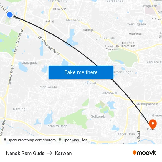 Nanak Ram Guda to Karwan map