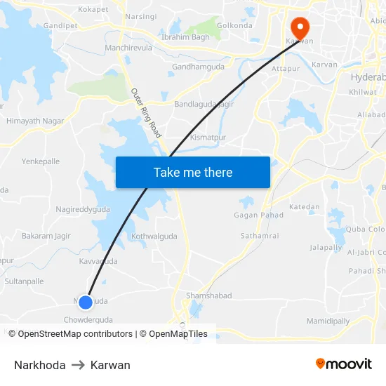 Narkhoda to Karwan map