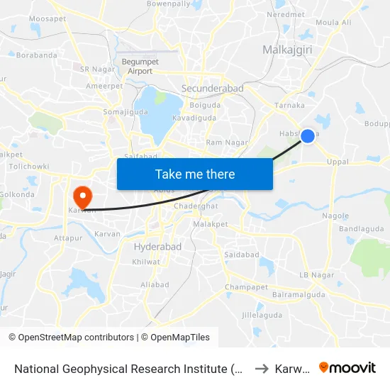National Geophysical Research Institute (Ngri) to Karwan map