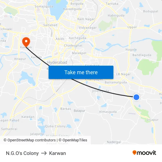 N.G.O's Colony to Karwan map