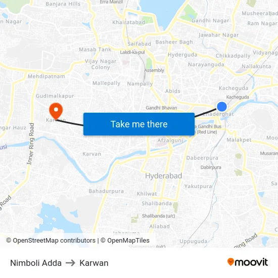 Nimboli Adda to Karwan map