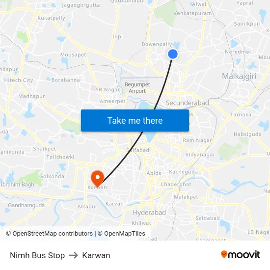 Nimh Bus Stop to Karwan map