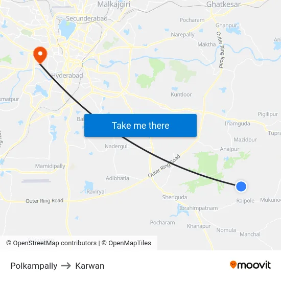 Polkampally to Karwan map