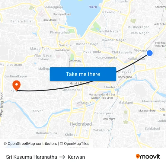Sri Kusuma Haranatha to Karwan map
