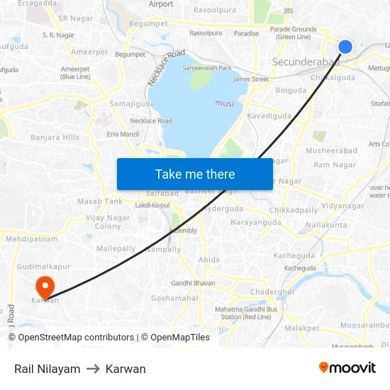 Rail Nilayam to Karwan map