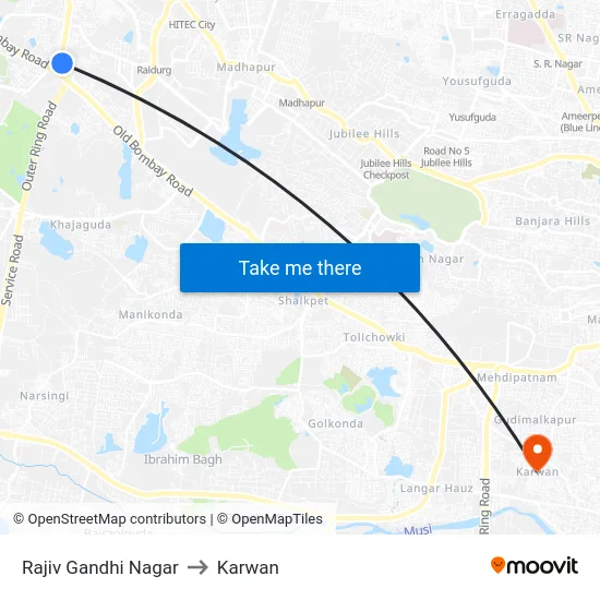 Rajiv Gandhi Nagar to Karwan map