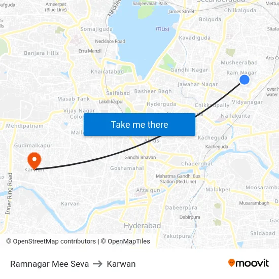 Ramnagar Mee Seva to Karwan map