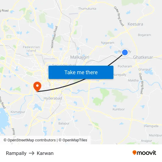 Rampally to Karwan map