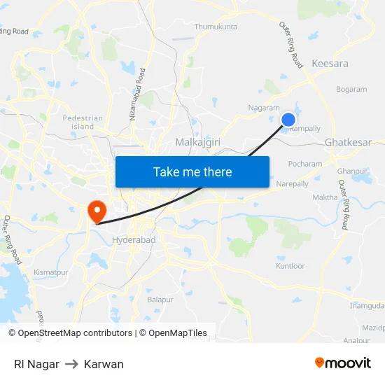 Rl Nagar to Karwan map