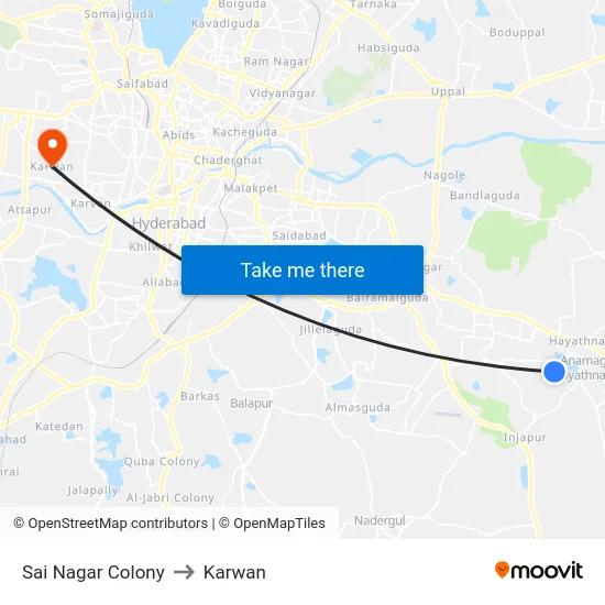 Sai Nagar Colony to Karwan map