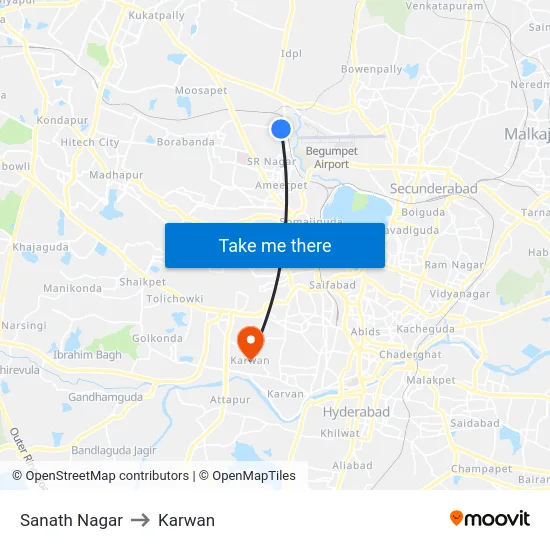 Sanath Nagar to Karwan map