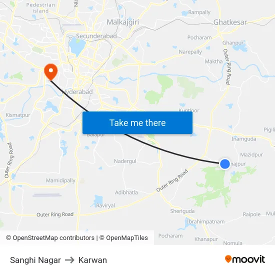 Sanghi Nagar to Karwan map
