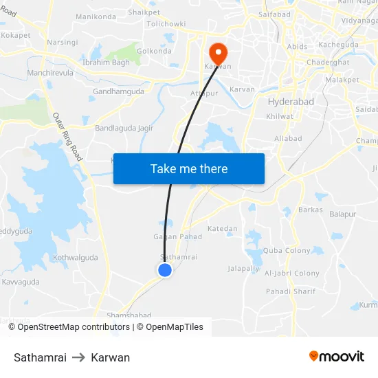 Sathamrai to Karwan map