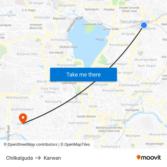 Chilkalguda to Karwan map