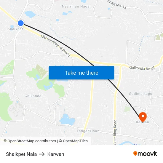 Shaikpet Nala to Karwan map