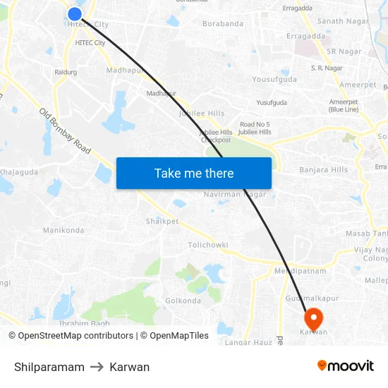 Shilparamam to Karwan map