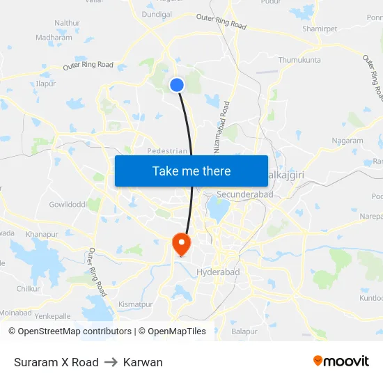 Suraram X Road to Karwan map