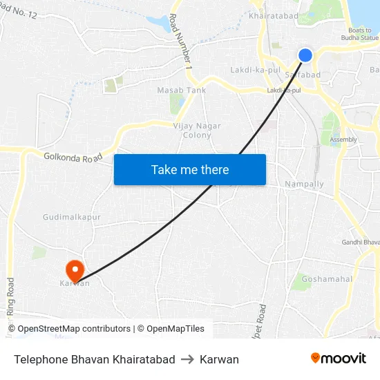 Telephone Bhavan Khairatabad to Karwan map