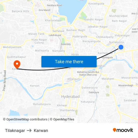 Tilaknagar to Karwan map