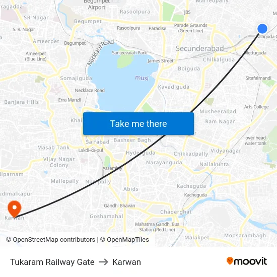 Tukaram Railway Gate to Karwan map