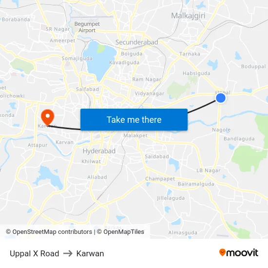 Uppal X Road to Karwan map