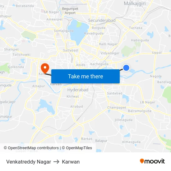 Venkatreddy Nagar to Karwan map