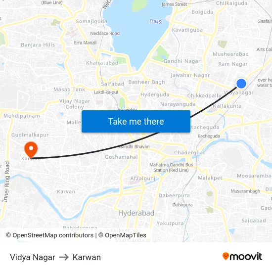Vidya Nagar to Karwan map