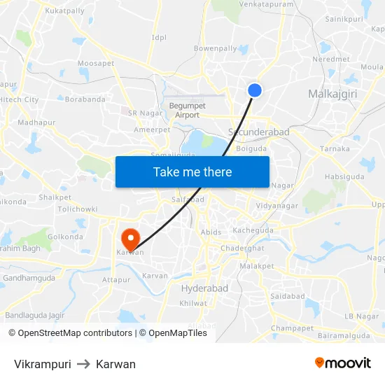 Vikrampuri to Karwan map